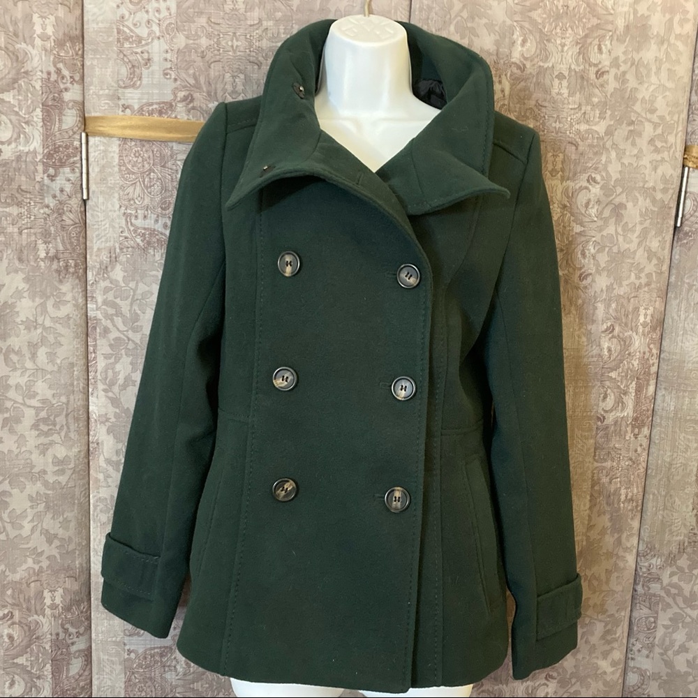 NWT H&M women’s forest green pea coat Sz 6